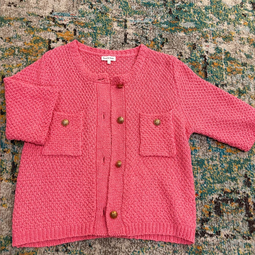 Aaron & Amber Pink Knit cardigan